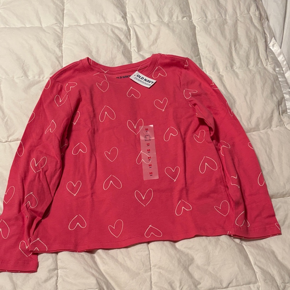 Old Navy Kids Pink Heart Long Sleeve Tee